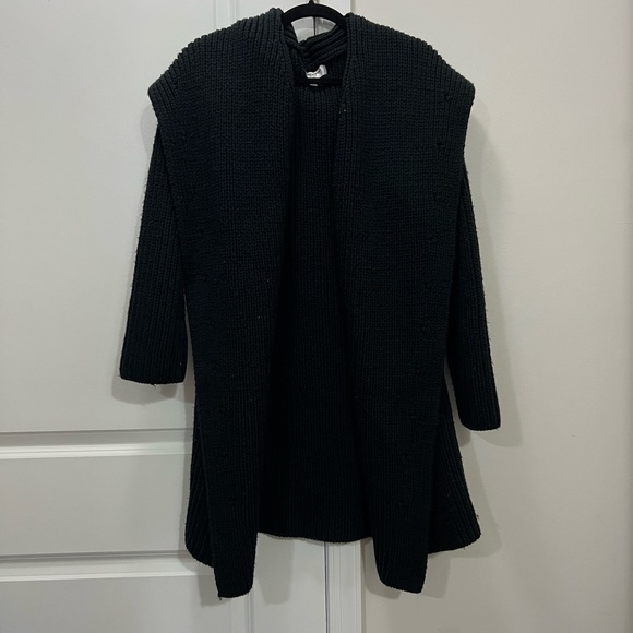 EUC KF/KaufmanFranco Collective Black Knit Sweater Coat Size Large $310 - Picture 2 of 5